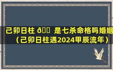 己卯日柱 🐠 是七杀命格吗婚姻（己卯日柱遇2024甲辰流年）